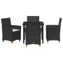 Conjunto de Comedor de Jardín 5 pcs Negro ratán sintético