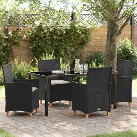 Conjunto de Comedor de Jardín 5 pcs Negro ratán sintético