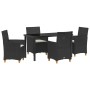 Conjunto de Comedor de Jardín 5 pcs Negro ratán sintético