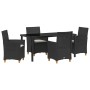 Conjunto de Comedor de Jardín 5 pcs Negro ratán sintético