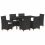 Conjunto de Comedor de Jardín 7 pcs Negro ratán sintético