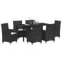 Conjunto de Comedor de Jardín 7 pcs Negro ratán sintético