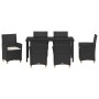 Conjunto de Comedor de Jardín 7 pcs Negro ratán sintético