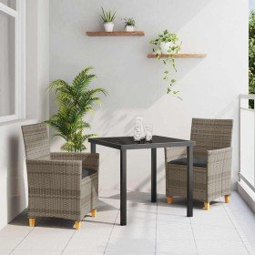 Conjunto de Comedor de Jardín 3 pcs Gris ratán sintético