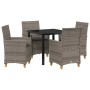 Conjunto de Comedor de Jardín 5 pcs Gris ratán sintético
