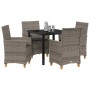 Conjunto de Comedor de Jardín 5 pcs Gris ratán sintético