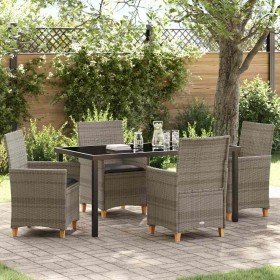 Conjunto de Comedor de Jardín 5 pcs Gris ratán sintético