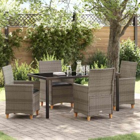 Conjunto de Comedor de Jardín 5 pcs Gris ratán sintético Conjunto de Comedor de Jardín 5 pcs Gris ratán sintético