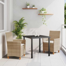 Conjunto de Comedor de Jardín 3 pcs Beige ratán sintético Conjunto de Comedor de Jardín 3 pcs Beige ratán sintético