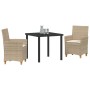 Conjunto de Comedor de Jardín 3 pcs Beige ratán sintético