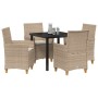 Conjunto de Comedor de Jardín 5 pcs Beige ratán sintético