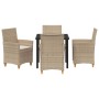 Conjunto de Comedor de Jardín 5 pcs Beige ratán sintético