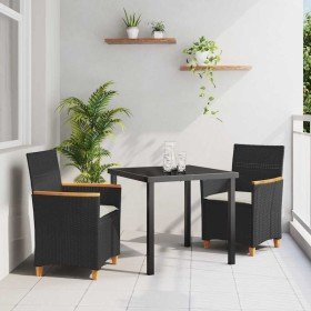 Conjunto de Comedor de Jardín 3 pcs Negro ratán sintético Conjunto de Comedor de Jardín 3 pcs Negro ratán sintético