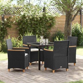 Conjunto de Comedor de Jardín 5 pcs Negro ratán sintético