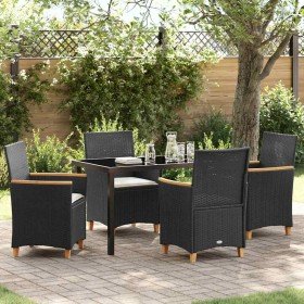 Conjunto de Comedor de Jardín 5 pcs Negro ratán sintético