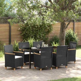 Conjunto de Comedor de Jardín 7 pcs Negro ratán sintético