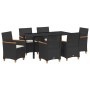 Conjunto de Comedor de Jardín 7 pcs Negro ratán sintético