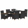 Conjunto de Comedor de Jardín 7 pcs Negro ratán sintético