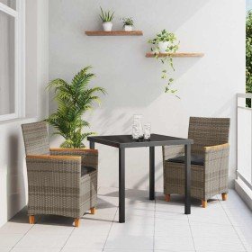 Conjunto de Comedor de Jardín 3 pcs Gris ratán sintético