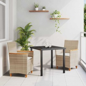 Conjunto de Comedor de Jardín 3 pcs Beige ratán sintético