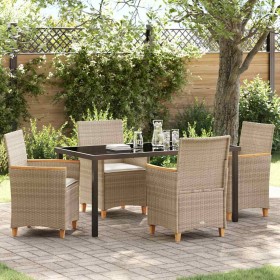 Conjunto de Comedor de Jardín 5 pcs Beige ratán sintético Conjunto de Comedor de Jardín 5 pcs Beige ratán sintético