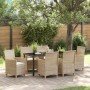 Conjunto de Comedor de Jardín 7 pcs Beige ratán sintético