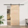 Puerta deslizante Marrón 100 x 208 cm Madera maciza de pino