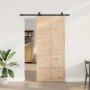 Puerta deslizante Marrón 80 x 208 cm Madera maciza de pino