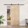 Puerta deslizante Marrón 80 x 208 cm Madera maciza de pino en Puertas | Comprar online en Foro24