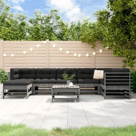 Garden furniture set 8 pieces and gray solid wood cushions by vidaXL, Garden sets - Ref: Foro24-3185859, Price: 894,08 €, Dis...