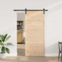 Puerta deslizante Marrón 80 x 208 cm Madera maciza de pino