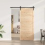 Puerta deslizante Marrón 80 x 208 cm Madera maciza de pino