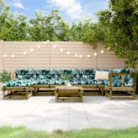 8-piece garden furniture set with impregnated pine wood cushions by vidaXL, Garden sets - Ref: Foro24-3185849, Price: 744,90 ...