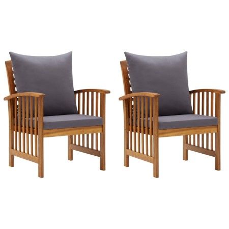 Sillas de jardín con cojines 2 unidades madera maciza acacia de vidaXL, Sillas de jardín - Ref: Foro24-310258, Precio: 198,33...