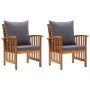 Sillas de jardín con cojines 2 unidades madera maciza acacia de vidaXL, Sillas de jardín - Ref: Foro24-310258, Precio: 198,33...