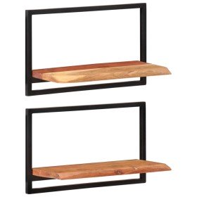 Estantes de pared 2 unidades madera maciza acacia 60x25x35 cm