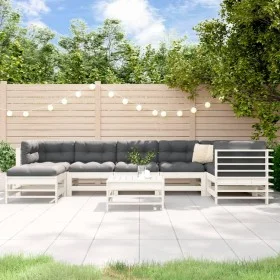 Garden furniture set 8 pieces with solid wood white cushions by vidaXL, Garden sets - Ref: Foro24-3185858, Price: 864,69 €, D...