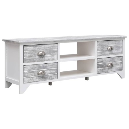 Mueble para TV madera de paulownia blanco y gris 108x30x40 cm en Muebles TV | Comprar online en Foro24