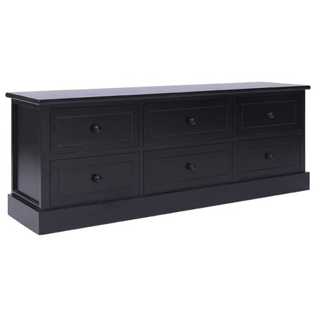 Mueble para TV madera maciza de paulownia negro 108x30x40 cm en Muebles TV | Comprar online en Foro24