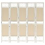 Biombo divisor de 5 paneles de tela color crema 175x165 cm