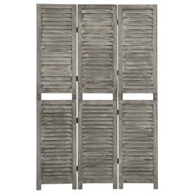 Biombo de 3 paneles de madera maciza gris 106,5x166 cm