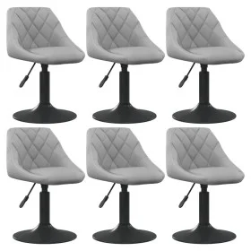 6 Stück drehbare Esszimmerstühle aus hellgrauem Samt von vidaXL, Essstühle - Ref: Foro24-3088802, Preis: 342,56 €, Rabatt: %