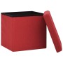 Taburete con almacenaje plegable lino sintético rojo vino tinto en Taburetes y sillas plegables | Comprar online en Foro24