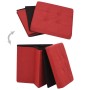 Taburete con almacenaje plegable lino sintético rojo vino tinto en Taburetes y sillas plegables | Comprar online en Foro24