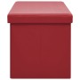 Banco con almacenaje plegable rojo vino tinto PVC