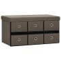 Banco de almacenaje plegable lino sintético marrón 76x38x38 cm