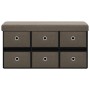 Banco de almacenaje plegable lino sintético marrón 76x38x38 cm
