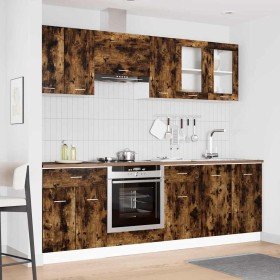 Conjunto de armarios de cocina Lyon 8 pcs Roble ahumado