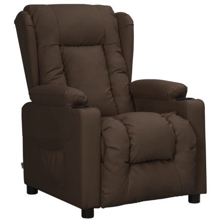 Sillón reclinable de cuero sintético marrón en Sillones | Comprar online en Foro24
