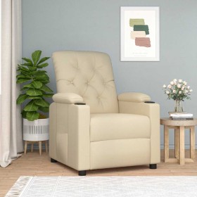 Sillón reclinable de tela crema Sillón reclinable de tela crema